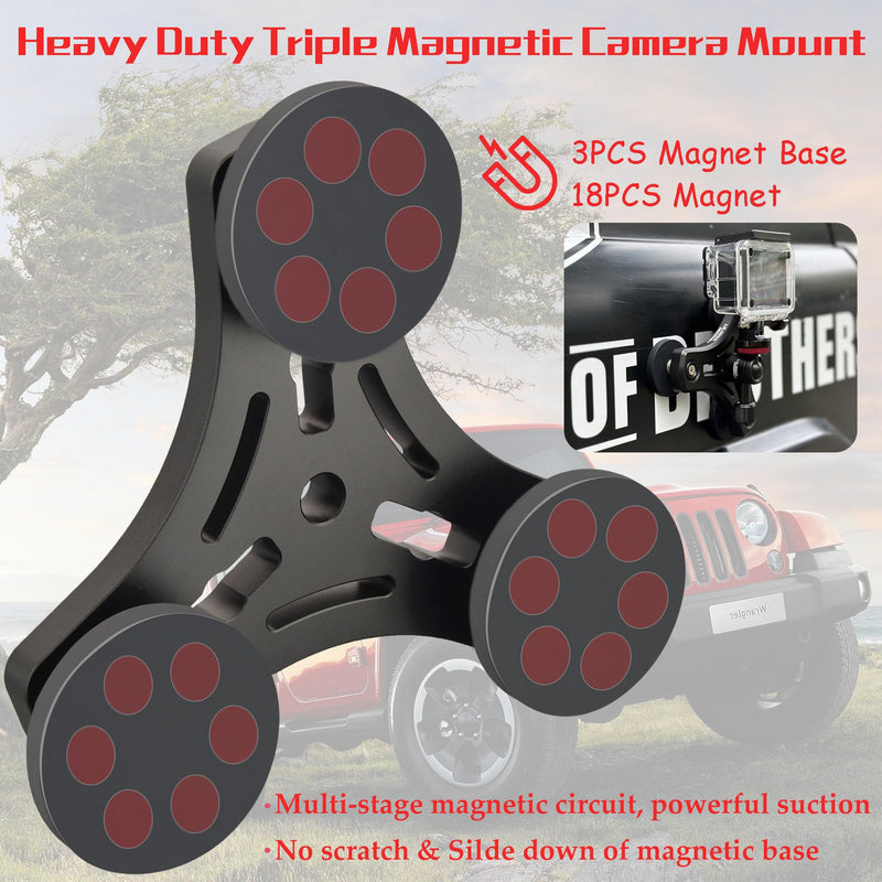 ULIBERMAGNET Magnetic Action Camera Mount,Solid Aluminum Magnetic Mount Tripod with Mini Ball Head,Strong Rubber Coated Magnet with 1/4’’-20 Male Thread Stud for Mobile Camera,GoPro,Security Camera 3*1.69INCH Magnetic Tripod Camera Mounts