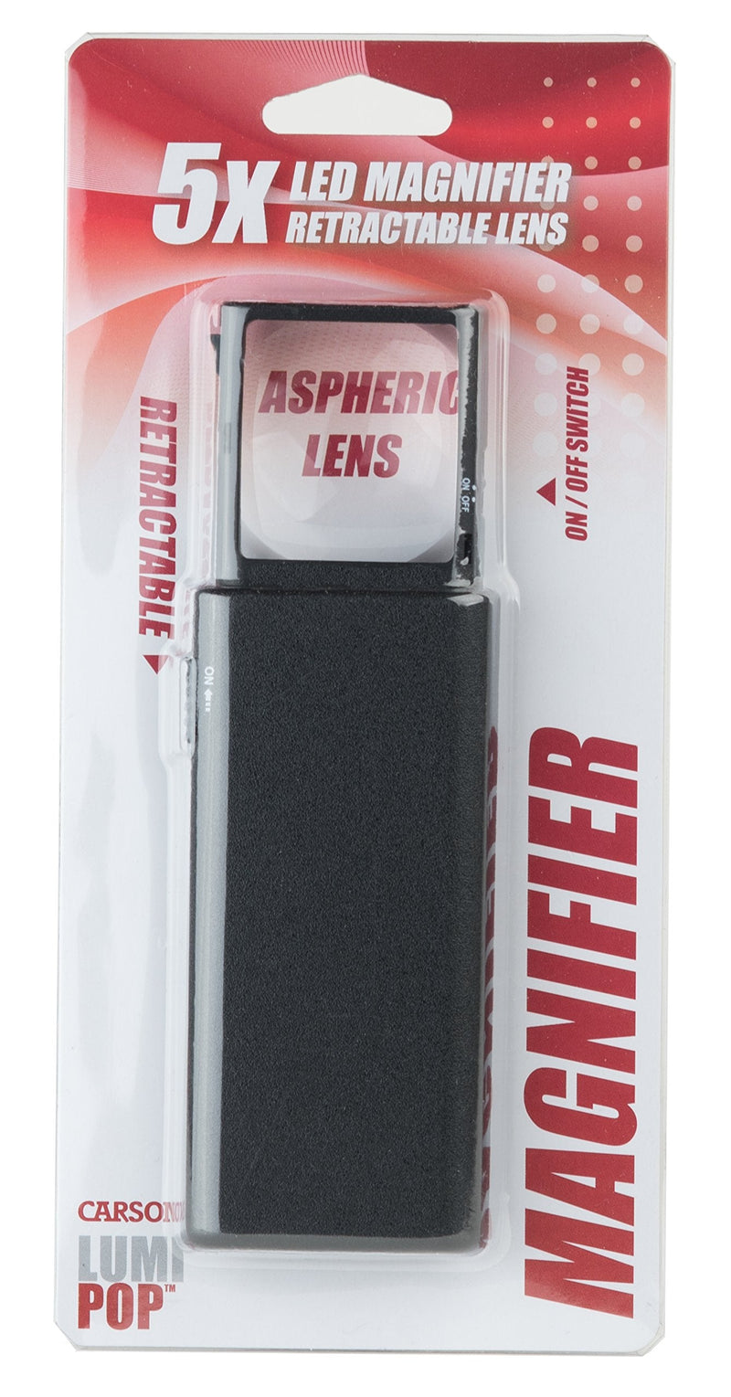 Carson LumiPop 5x Power LED Lighted Slide-Out Aspheric Magnifier (LP-66) , Black