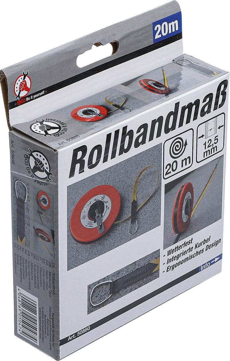 BGS Diy 50880 | Tape measure | 20 m | Width 12.5mm | Fiberglass | Marked on both sides, meter scale