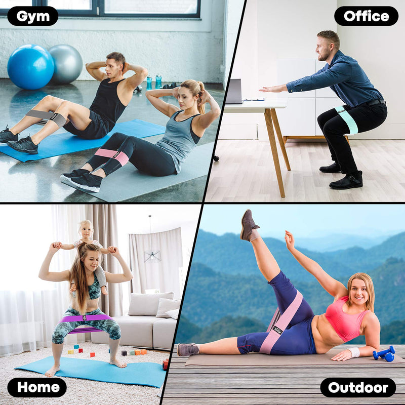 MhIL 5 Resistance Bands Set - Best Exercise Bands, Booty Bands for Women and Men, Workout Bands for Working Out Legs, Butt, Glute- Stretch Fitness Bands for Gym, Weights & Squats, Thick Elastic Fabric Pink, Purple, Green, Grey, Black