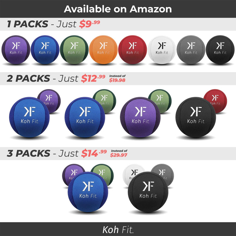 Koh Fit Stress Ball Multipacks for Adults - Stress Reliever Squeeze Balls - for Hand Therapy and Stress Relief Blue, Purple & Green (3 Balls)