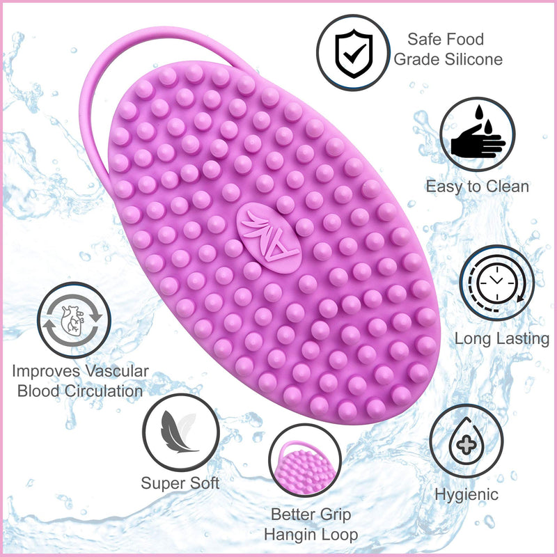 Avilana Exfoliating Silicone Body Scrubber Easy to Clean, Lathers Well, Long Lasting, And More Hygienic Than Traditional Loofah (Blue) Blue