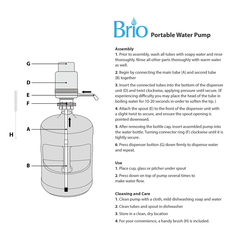 Brio Universal Manual Drinking Water Pump Silver