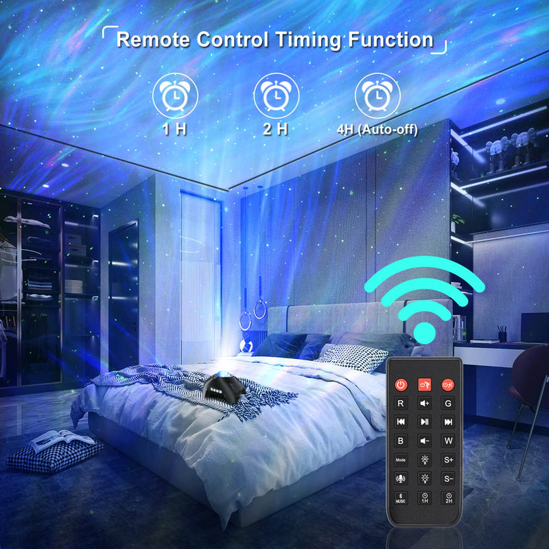 Northern Lights Aurora Projector for Bedroom with Music Bluetooth Speaker and White Noise, Vinwark Galaxy Projector, Starry Night Light Projectors for Kids Adults Gaming Room, Home Theater, Ceiling Black
