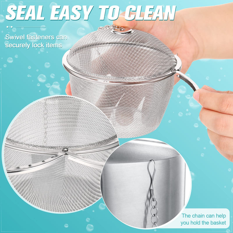 Ultrasonic Cleaner Baskets Ultrasonic Cleaning Solution Ultrasonic Parts Cleaner Jewelry Steam Cleaner Basket Cleaning Small Holder with Lock and Hook Stainless Steel (3 Pieces,1.7, 2.5, 4.3 Inch) 3 1.7, 2.5, 4.3 Inch