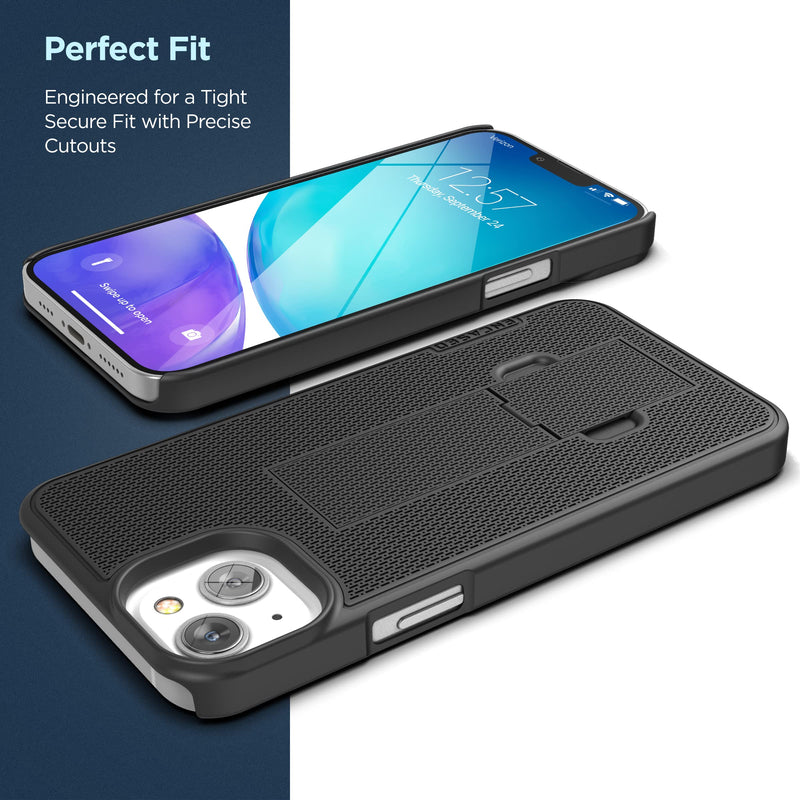 Encased DuraClip Holster Case for iPhone 14 Plus 6.7" (2022) Belt Clip with Kickstand - Black