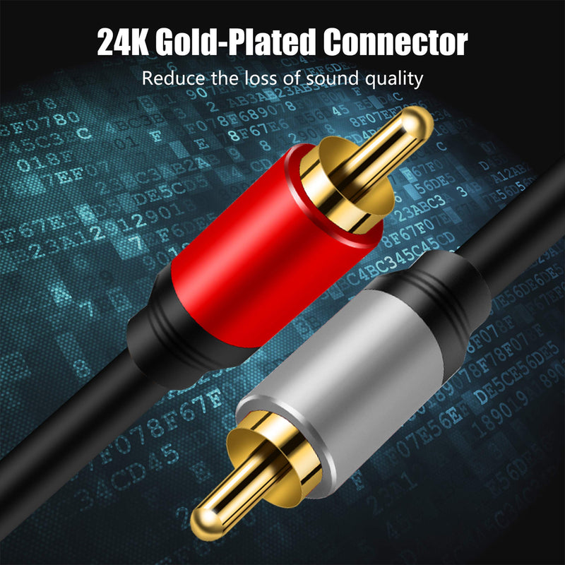 2RCA to 2RCA Cable 3Ft, Tan QY Gold-Plated 2 RCA Male to 2 RCA Male Stereo Audio Cable for Home Theater, HDTV, Gaming Consoles, Hi-Fi Systems (3Ft/1M) 3Ft/1M