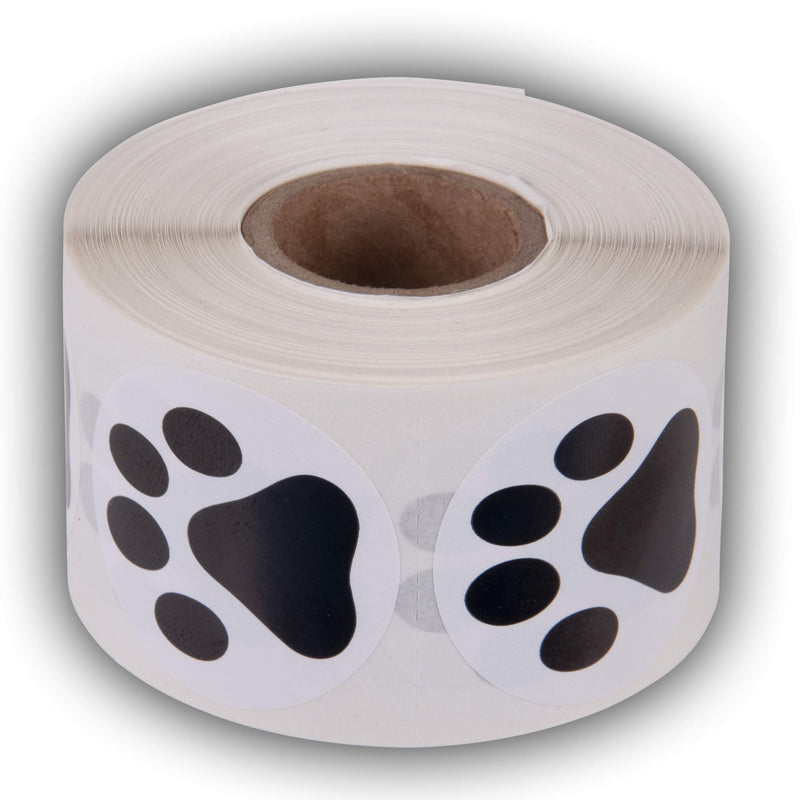 Paw Prints Animal Stickers- 500 1.5" Labels, Dog Paw Prints for Kids, Parties, Vets, Kennels, and Mailing. Made in The USA by Kenco (Black Paws) Black Paws