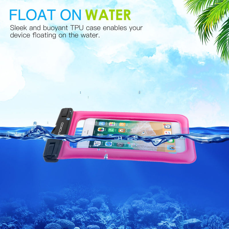 MoKo Floating Waterproof Phone Pouch Holder [3 Pack], Floatable Phone Case Dry Bag with Lanyard Armband Compatible with iPhone 12 Mini/12 Pro, iPhone 11 Pro, X/Xr/Xs Max,8, Samsung S21/S10/S9, Note 10 Magenta+Sky Blue+Light Green