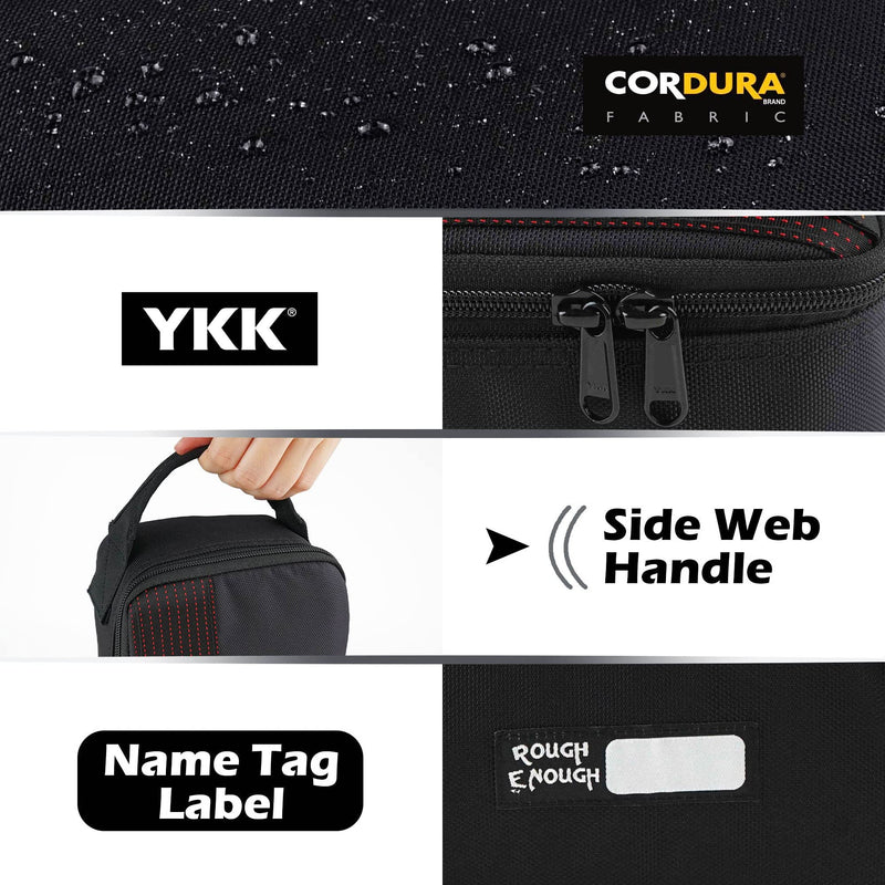 Rough Enough Small Tool Bag Portable Tool Box EDC Pouch Organizer with Handle, 12 Inch, Black, Cordura, Padded Water Resistant Base