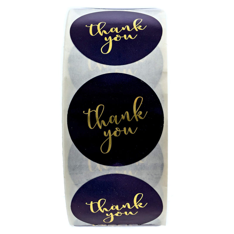 Navy and Gold Foil Thank You Stickers - 1.5" Circle Labels / 1000 per Pack /