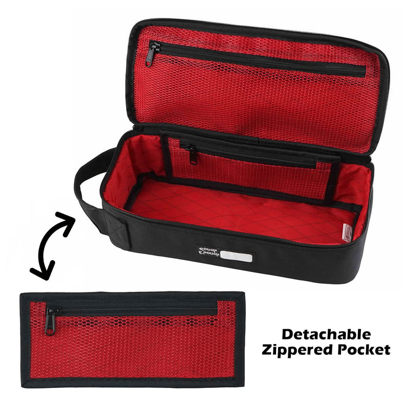 Rough Enough Small Tool Bag Portable Tool Box EDC Pouch Organizer with Handle, 12 Inch, Black, Cordura, Padded Water Resistant Base