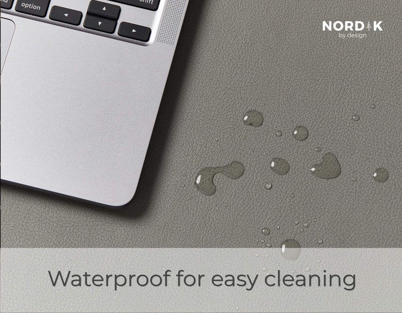 Nordik Leather Desk Mat Cable Organizer (Alaskan Gray 35 X 17 inch) Premium Extended Mouse Mat for Home Office Accessories - Non-Slip Vegan Leather Desk Pad Protector & Desk Blotter Pad Alaskan Gray