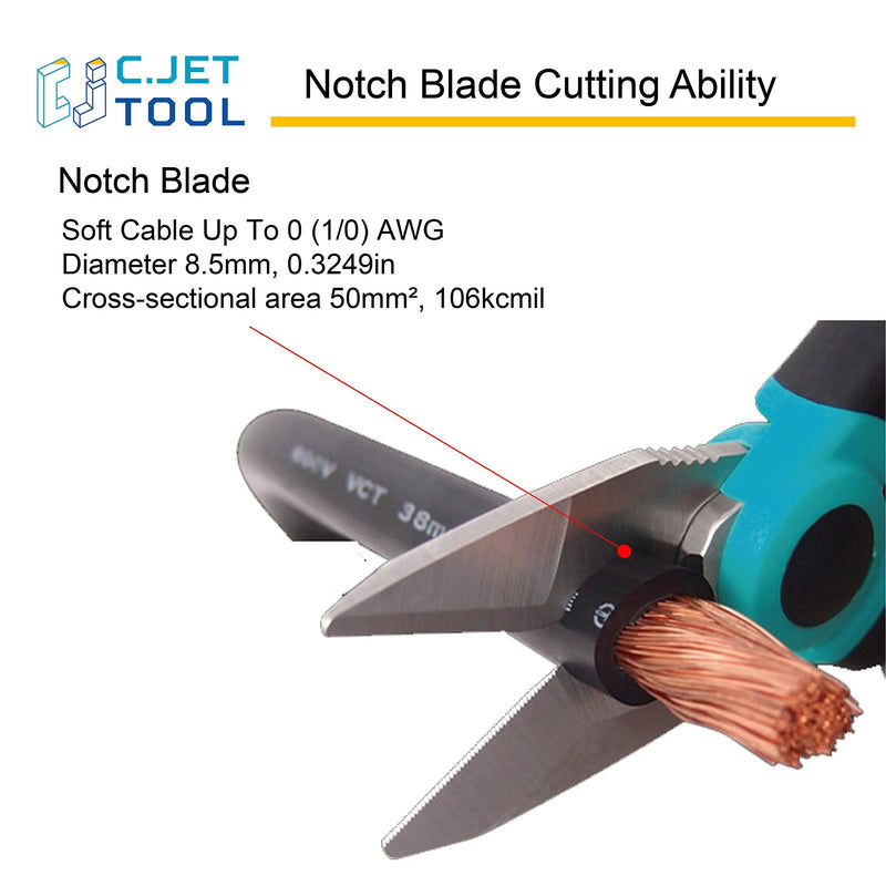 C.JET TOOL 6" Stainless Electrician Scissors Heavy Duty Professional for Aluminium Copper Soft Cable (Turquoise) Turquoise