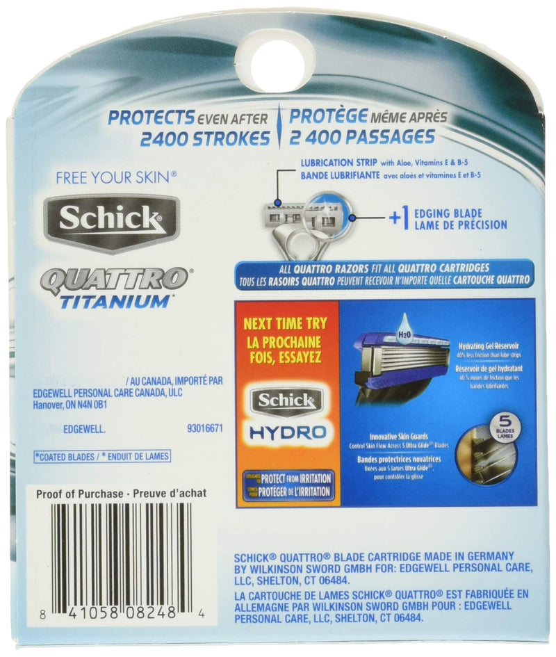 Schick Quattro Titanium Razor Blade Refills for Men Value Pack, 6 Count 6 Count (Pack of 1)