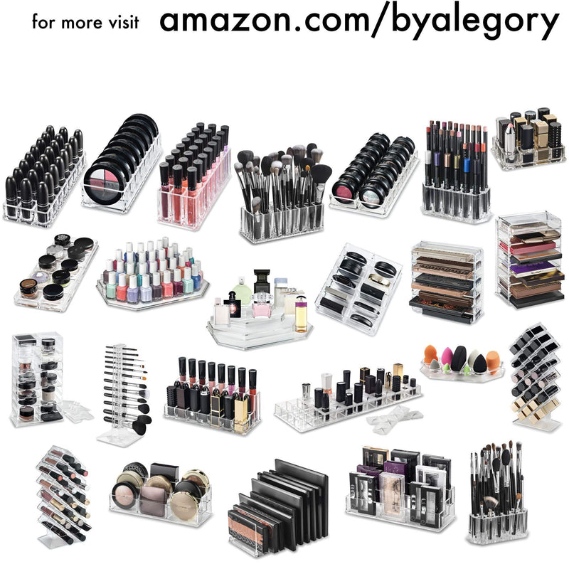 byAlegory Acrylic Lipstick Makeup Organizer | 28 Space Cosmetic Storage Designed To Stand, Lay Flat or Stack (CLEAR) 28 Space Tower Clear