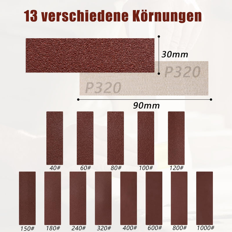 VIBRATITE Pack of 131 sandpaper with hand sanding block sanding sheets grit 40/60/80/100/120/150/180/240/320/400/600/800/1000 sanding pads sandpepier sheet for sanding and polishing 131-R