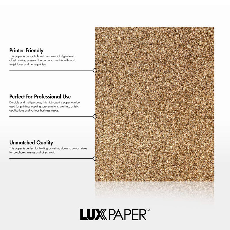LUXPaper 8.5” x 11” Paper for Crafts and Printing in Rose Gold Sparkle, Scrapbook and Office Supplies, 50 Pack (Rose Gold)