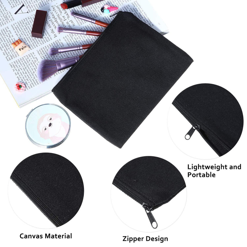 16 Pack Multi-Purpose Cosmetics Bag with Zipper Canvas Makeup Pouches Travel Toiletry Bag Pen Pencil Bag Blank DIY Craft Bag (M, Black) Medium (Pack of 16)