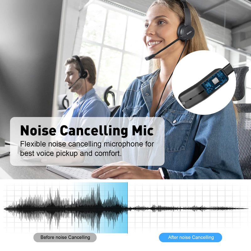 Headsets with Microphone for Laptop, 3.5mm Wired Computer Headset Super-Lightweight Noise Cancelling Headphones with in-line Control Volume & Mute, PC Headset Perfect for Classroom, Home or Office