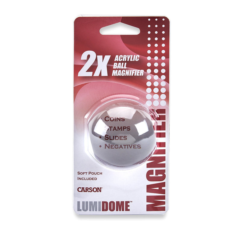 Carson LumiDome and LumiDome Plus 2X Power Acrylic Ball Loupe Magnifiers (LD-33 and LD-75) 2.0 Inch Base (LD-33)