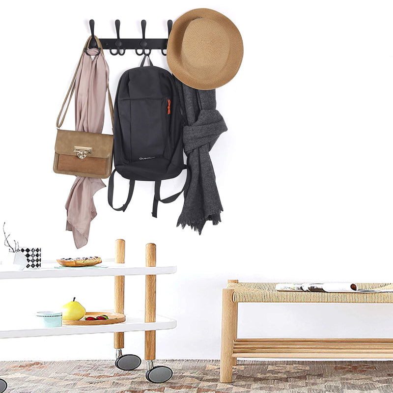 WEBI Coat Rack Wall Mounted Black,5 Tri Hooks for Hanging Coats,Wall Coat Hanger,Jacket Hanger,Wall Rack for Clothes,Backpack 1 Pack