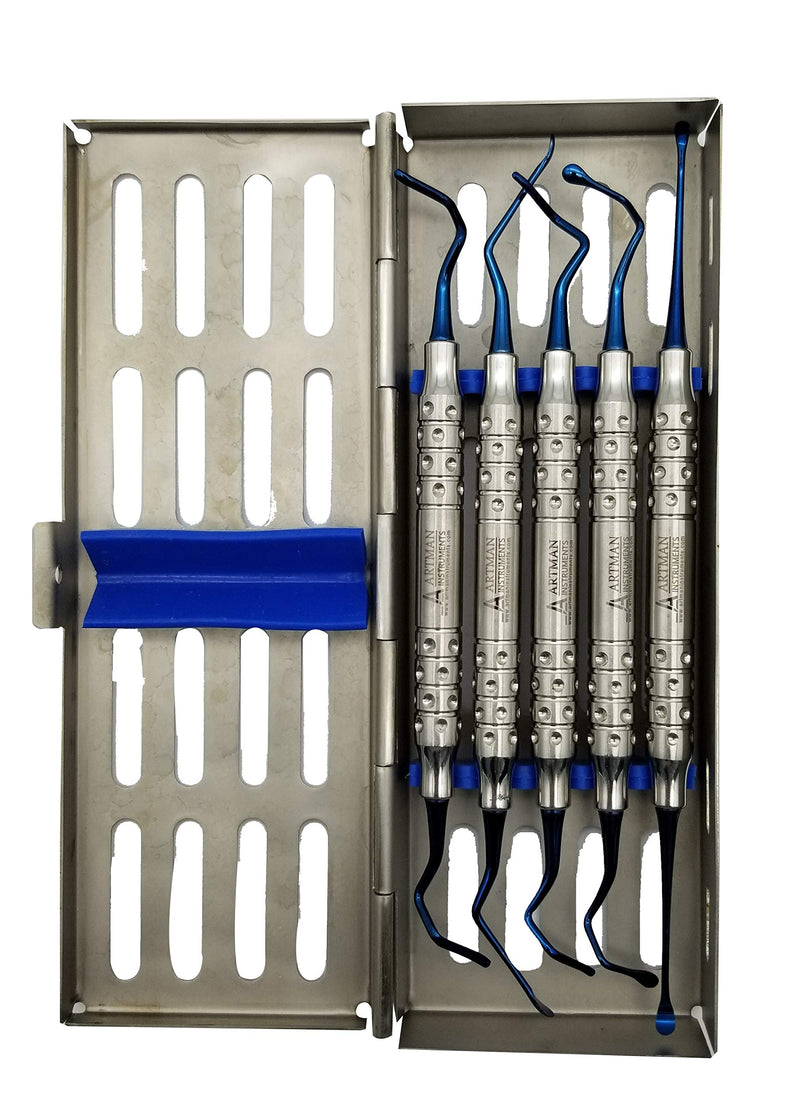 Vista Tunneling Procedure Kit in Steel Cassette (5 pcs, Blue Plasma Coating) Dental periodontologist Gum repositioning ARTMAN Brand
