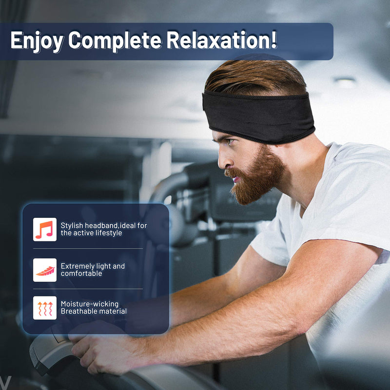 Sleep Headphones Wireless, Perytong Bluetooth Sports Headband Headphones with Ultra-Thin HD Stereo Speakers Perfect for Sleeping,Workout,Jogging,Yoga,Insomnia, Air Travel, Meditation Black
