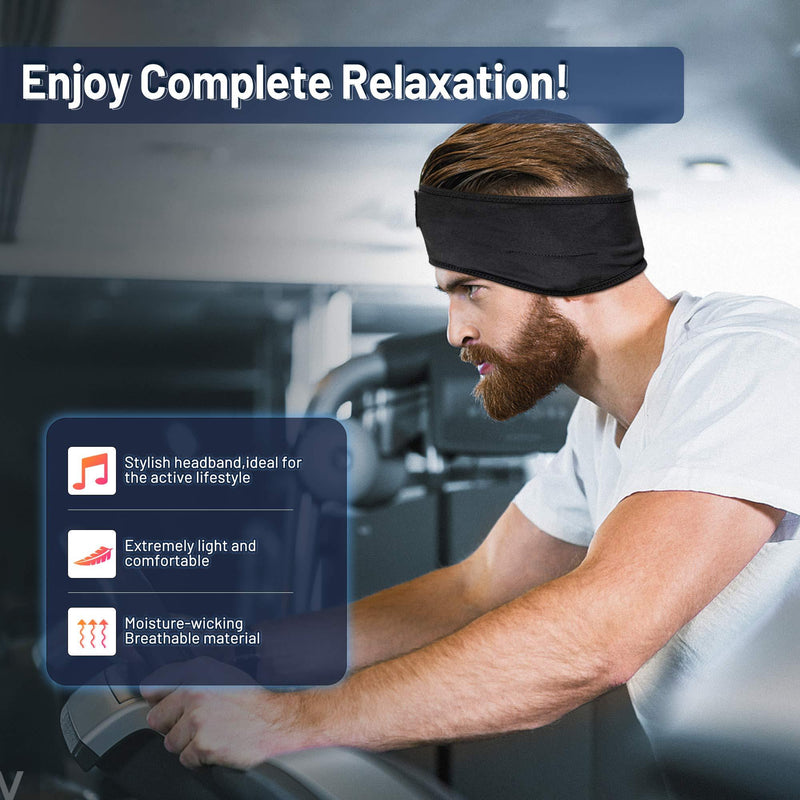 Lavince Sleep Headphones Bluetooth Sports Headband, Wireless Sports Headband Headphones with Ultra-Thin HD Stereo Speakers Perfect for Workout,Jogging,Yoga,Insomnia,Side Sleepers,Air Travel,Meditation Black
