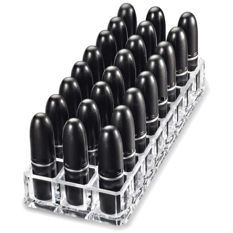 byAlegory Premium Beauty Organization Acrylic Lipstick Organizer & Beauty Container 24 Space Storage (Clear) Clear