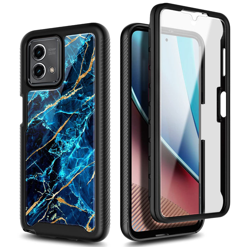 NZND Compatible with Motorola Moto G Stylus 5G (2023) Case with [Built-in Screen Protector], Full-Body Protective Shockproof Rugged Bumper Cover, Impact Resist Durable Phone Case (Sapphire) Sapphire