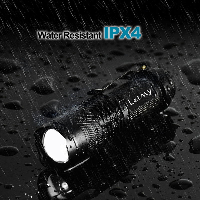 LETMY Tactical Flashlight, Super Bright LED Mini Flashlights with Belt Clip, Zoomable, 3 Modes, Waterproof - Best EDC Flashlight for Gift, Hiking, Camping & Power Outage (2 Pack)