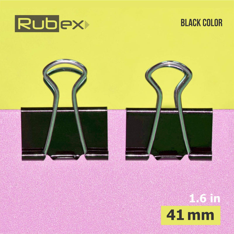 Rubex Binder Clips, Black Large Binder Clips, Jumbo Binder Clips, 1.6 Inch Paper Binder Clips, Big Metal Paper Clamps for Notebooks, Envelopes, Papers in Office, School and Home (1.6 Inch 36 Count) 1.6 Inch 36 Count