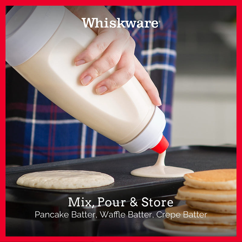 Whiskware Pancake Batter Mixer and Dispenser with BlenderBall Wire Whisk, Pack of 1, White