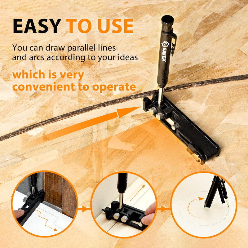 Saker Multi-function Scribing Tool- Construction Pencil- Aluminum Alloy Scribe Tool with Deep Hole Pencil,DIY Woodworking Scribe Gauge Scriber Line Maker Measuring Tool,Multifunctional Tools