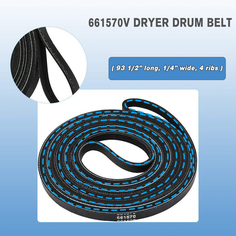 4392067 Dryer Replacement Parts Includes WPW10314173 Drum Roller & 661570V Belt & 279640 Idler Pulley, Maintenance Kit Replaces 2015 4392067VP 80047 587637 AP3109602 PS373088 EAP373088