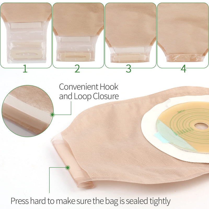 LotFancy 20 Pcs Colostomy Bags, Ostomy Supplies, One-Piece Drainable Pouches with Closure for Colonoscopy Ileostomy Stoma Care, Cut-to-Fit, Max 64mm Velcro Closure, 20PCS/Bag