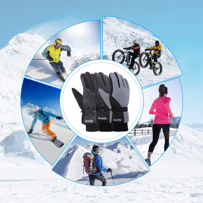 Koxly Winter Gloves Waterproof Windproof 3M Insulated Gloves 3 Fingers Dual-layer Touchscreen Gloves for Men and Women Small Black-black