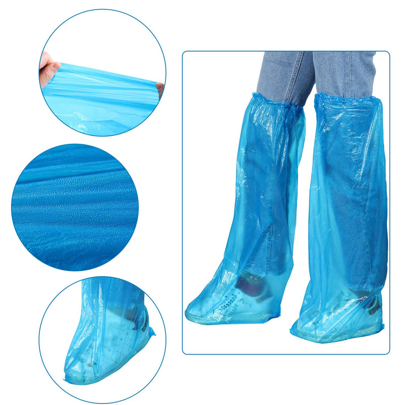Disposable Boot Covers Plastic Long Waterproof Shoes Cover Over The Knee Shoes Cover for Men Women 40