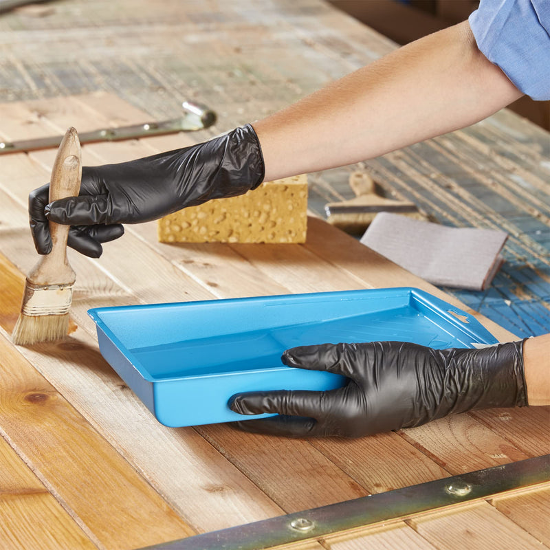Spontex Extra Black disposable gloves made of vinyl, powder-free and latex-free, versatile, in a practical dispenser box, size L, pack of 100, black