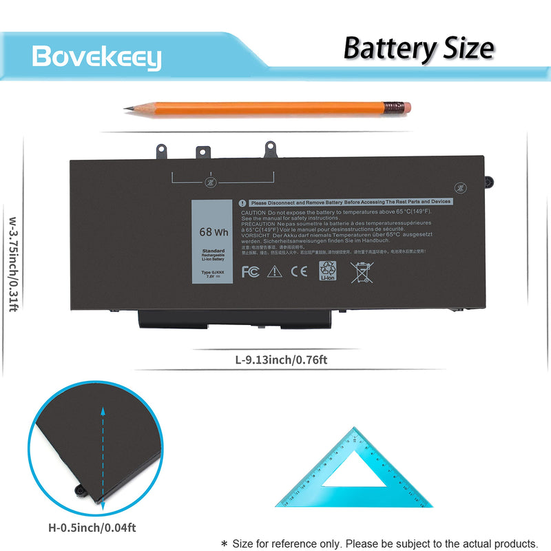 Bovekeey GJKNX Battery 68Wh for Dell Latitude 5490 5480 5580 5590 5280 5288 5488 5591 5491 5495 E5480 E5580 E5490 E5590, Precision 15 3520 3530, GD1JP DY9NT 5YHR4 7.6V