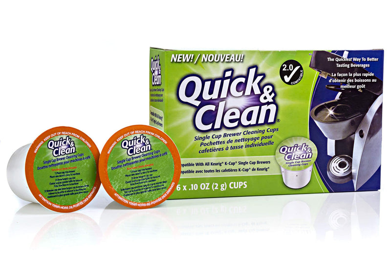 6-Pack of Cleaning Cups for Keurig K-Cup Machines - 2.0 Compatible, Stain Remover, Non-Toxic - By Quick & Clean