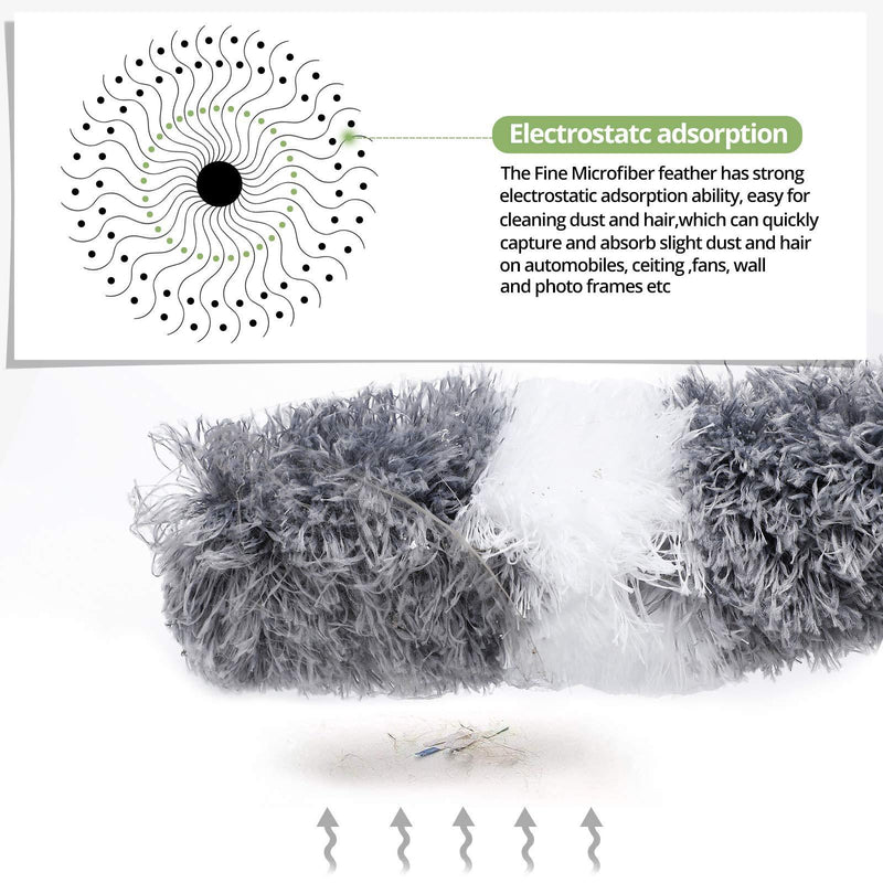 DELUX Microfiber Feather Duster Extendable Cobweb Duster with 100 inches Extra Long Pole, Bendable Head & Scratch-Resistant Hat for Cleaning Ceiling Fan, High Ceiling, Blinds, Furniture & Cars