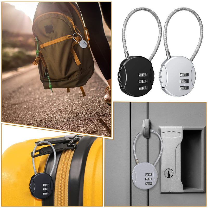 4 Pieces 3 Digit Combination Locks Combo Number Locks Luggage Lock Waterproof Travel Padlocks for School Gate Fence Cabinet Toolbox Suitcase Gym, Hasp Storage (Black, Silver )