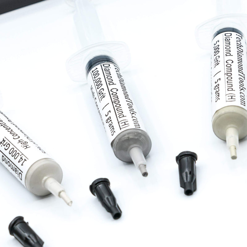 TechDiamondTools Set of 5 Diamond Compound Polishing Paste 5000 8000 14000 50000 100000 Grit for Marble Glass Metal Rock Jewelry Resin Silver Gemstone with High Concentration Diamond Powder USA Made 100000 50000 14000 8000 5000 grit