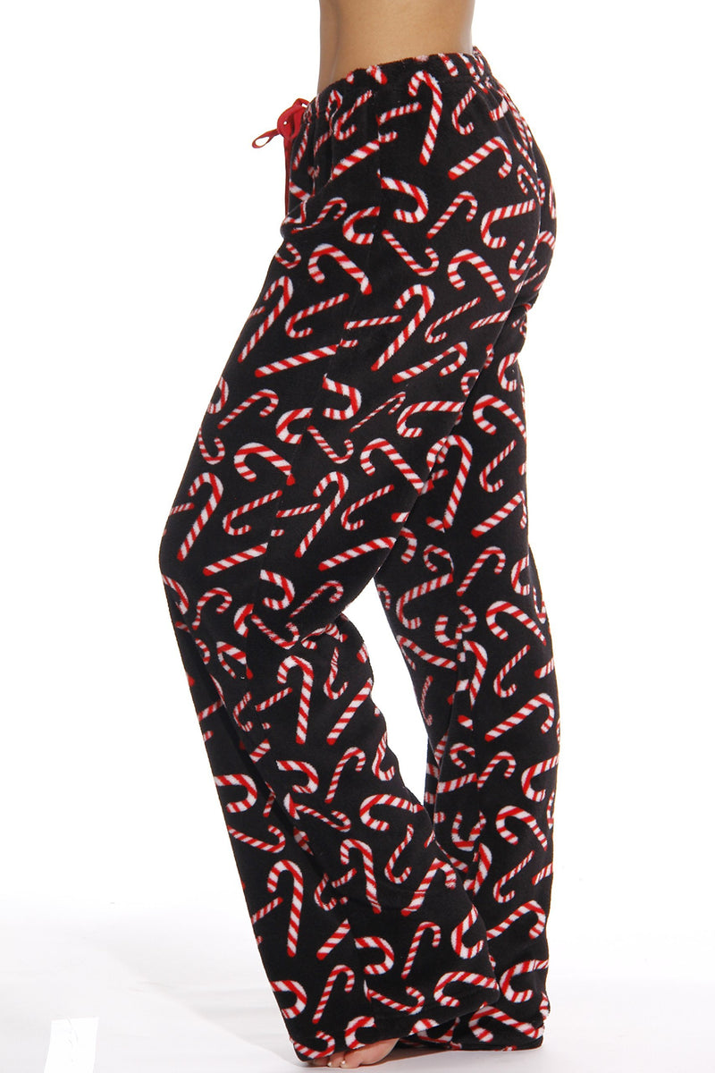 Just Love Women's Plush Pajama Pants - Petite to Plus Size Pajamas X-Small Black - Candy Cane