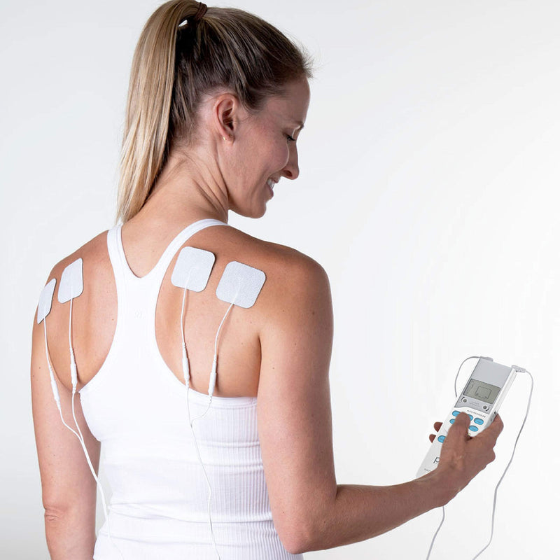 Pure Enrichment PurePulse TENS Electronic Pulse Stimulator Featuring Comprehensive LCD Screen, 6 Programs, 3 Massage Settings, and 2 Channels - Includes 4 AAA Batteries + 4 Reusable Electrode Pads
