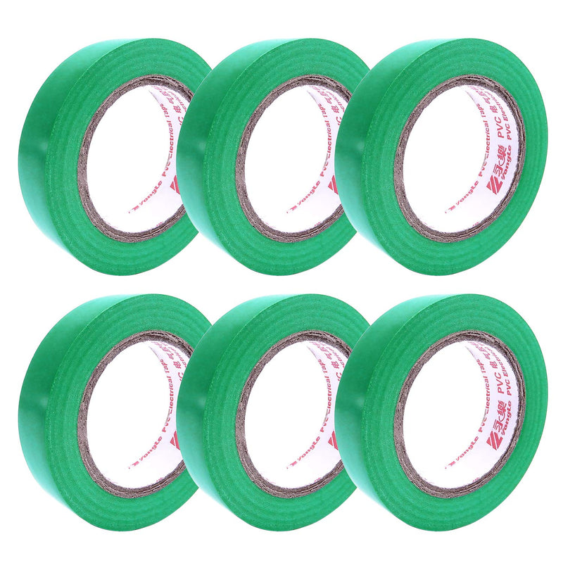 Electrical Insulation Tape, Maveek PVC Vinyl Electrical Tapes with Rubber Based Adhesive, Heat Resistant, Flame Retardant, Waterproof(6 Rolls,Green) green