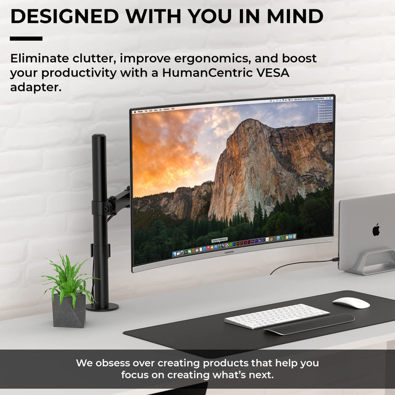 HumanCentric VESA Mount Adapter for Samsung Curved Monitors U32R590, U32R590C, U32R592, and U32R591, VESA Adapter Bracket Mounts Monitor to VESA Stand, Arm or Desk Mount with 75x75 or 100x100 mm