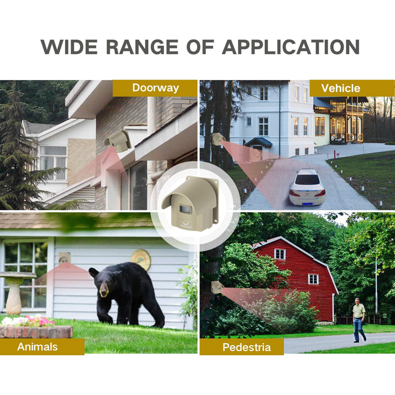 1/2 Mile Hosmart Rechargeable Driveway Alarm Wireless Sensor System & Driveway Sensor Alert System Weatherproof Security Outdoor Motion Sensor & Detector 1 Receiver & 1 Sensor Tan